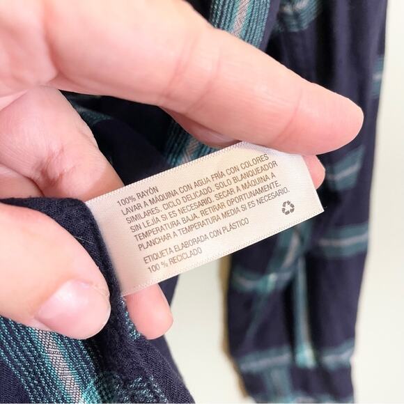 A New Day Plaid Collared Long Sleeve Front Pockets Button Down Shirt Blue XXL - Picture 7 of 15